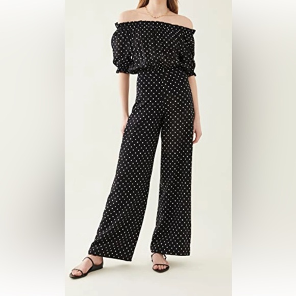 NWT Silk Saloni Polka dot jumpsuit 100% Silk - Picture 1 of 7